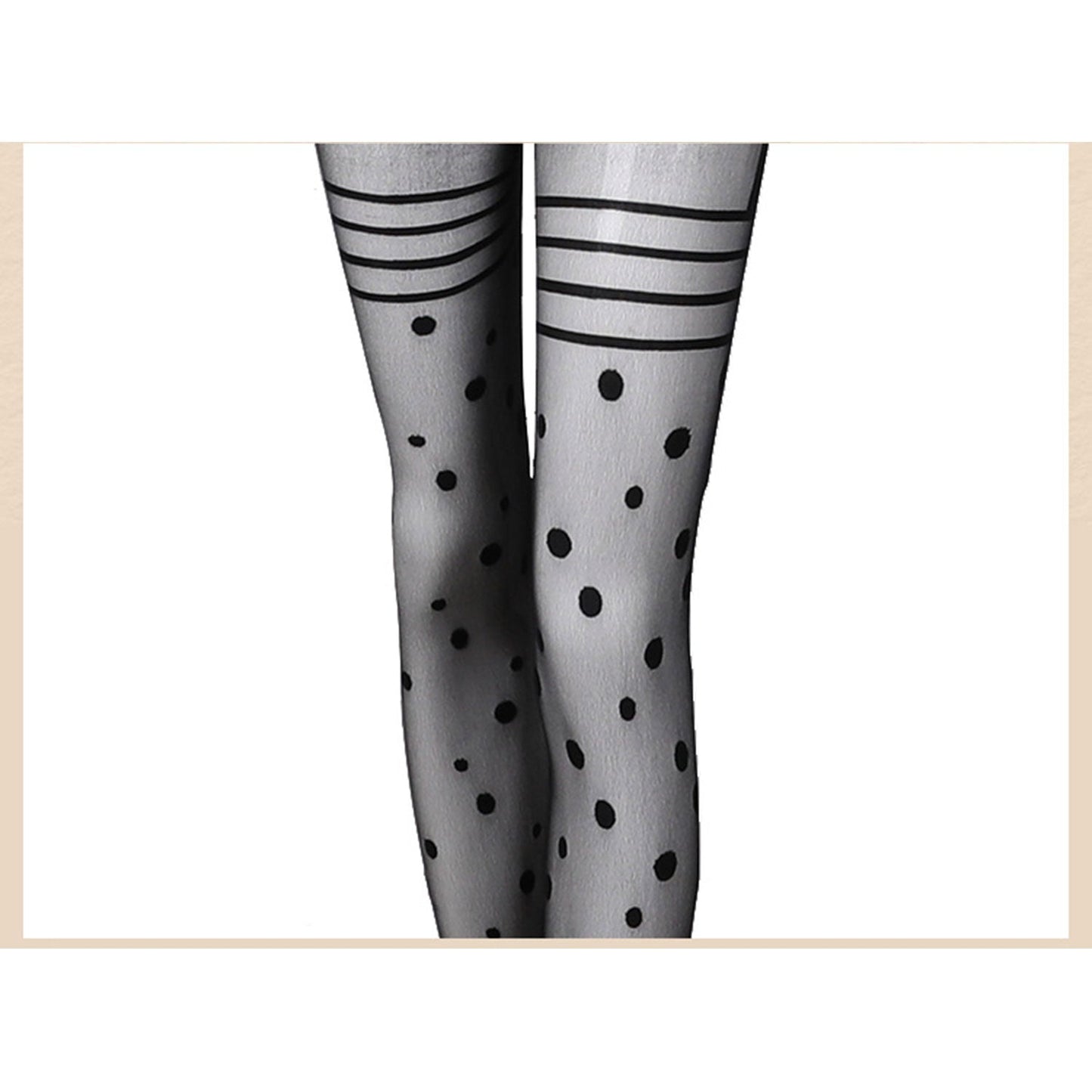 Fee Et Moi - Polka-Dot Temptation Open Crotch Sheer Jumpsuit Black