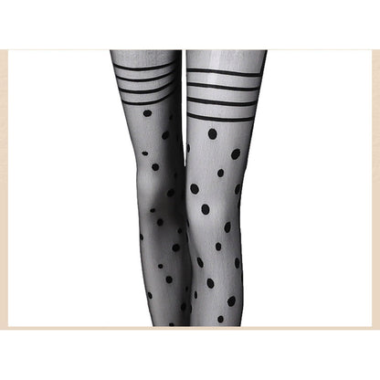 Fee Et Moi - Godaan Polka-Dot Jumpsuit Jarang Kerawang Hitam