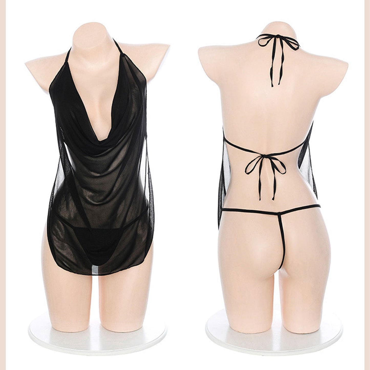 Fee Et Moi - Pure Temptation Sexy Halter Open Back with Matching Panty White One Size