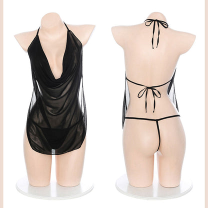 Fee Et Moi - Pure Temptation Sexy Halter Belakang Terbuka dengan Seluar Dalam Padan Warna Putih Satu Saiz