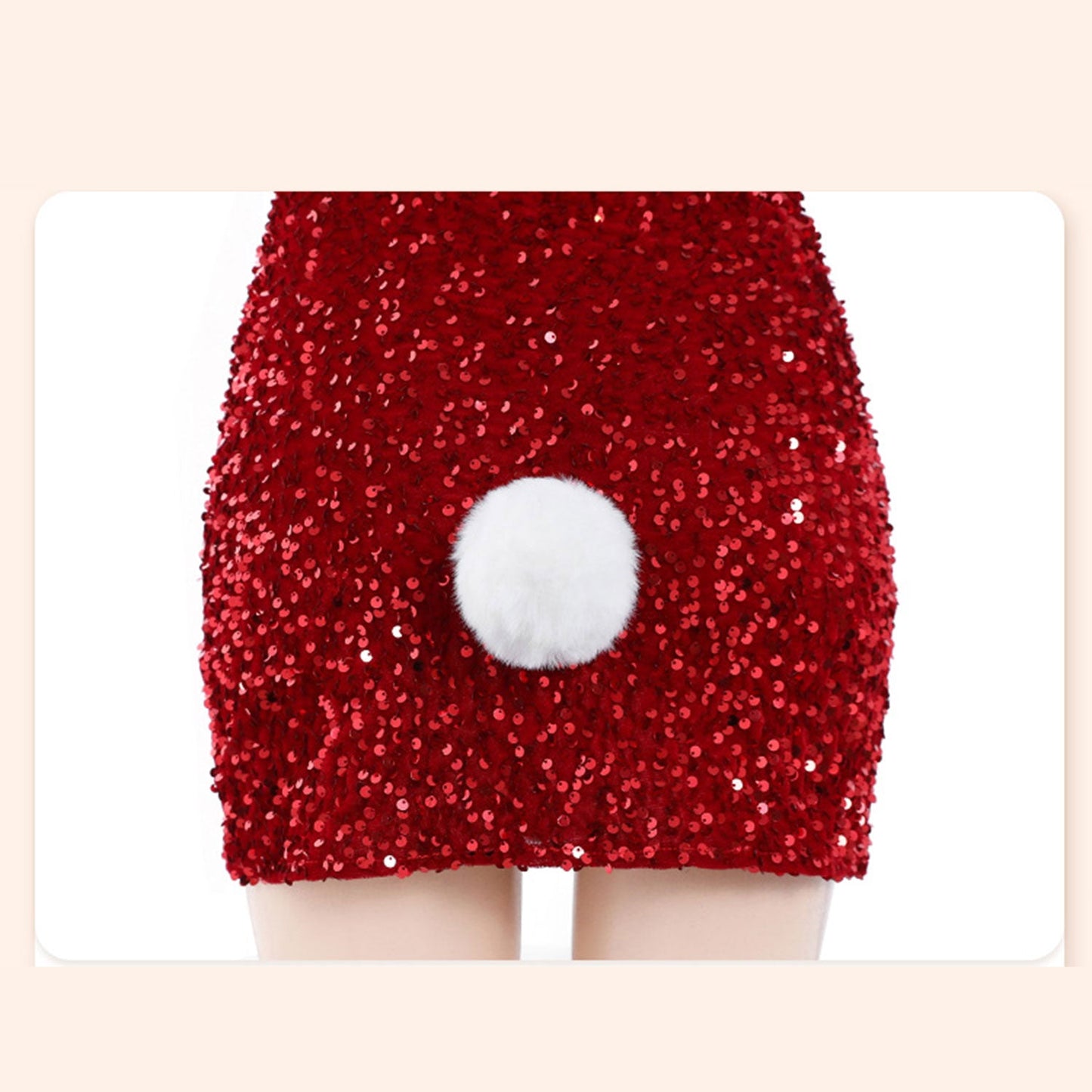 Fee Et Moi - Santa Flirty Red Sequin Bunny Lingerie Set