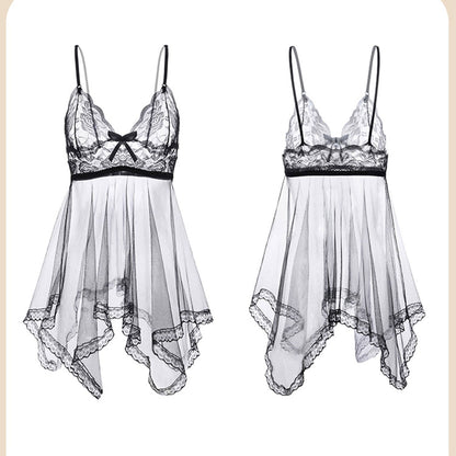 Fee Et Moi - Baju Malam Lingeri Renda Jarang Dada V Seksi Hitam