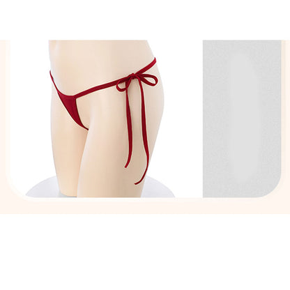 Set Bikini Segi Tiga Ikatan Fee Et Moi Sultry dengan Aksen Reben Menggoda Merah