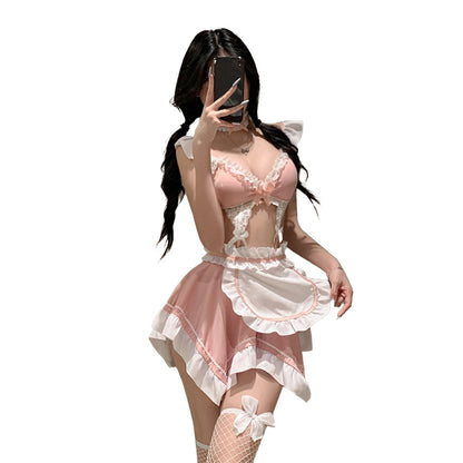 Fee Et Moi - Sweetheart Flirty Maid Fantasy Lingerie Set Pink