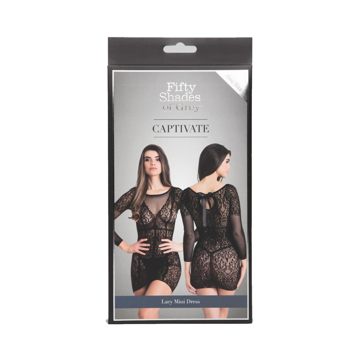 Fifty Shades of Grey - Captivate Black Lace Long Sleeve Mini Dress One Size