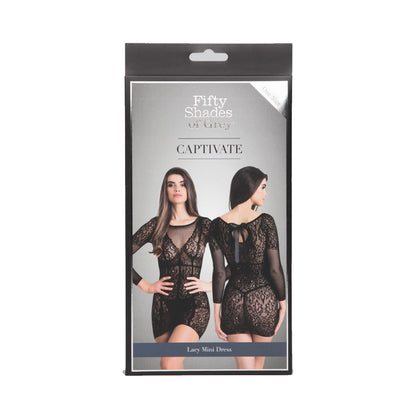 Fifty Shades of Grey - Captivate Black Lace Long Sleeve Mini Dress One Size
