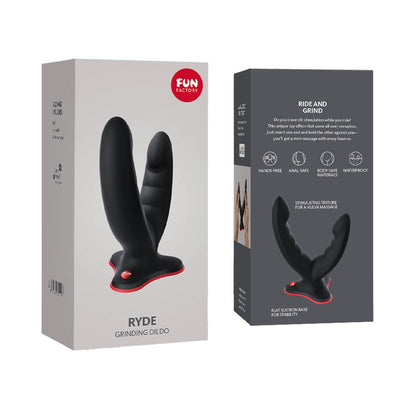 Fun Factory - Ryde Dildo Silikon Grinding Dua Kepala 4.8-inci dengan Penyedut Cawan Hitam