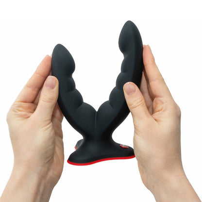 Fun Factory - Ryde Dildo Silikon Grinding Dua Kepala 4.8-inci dengan Penyedut Cawan Hitam
