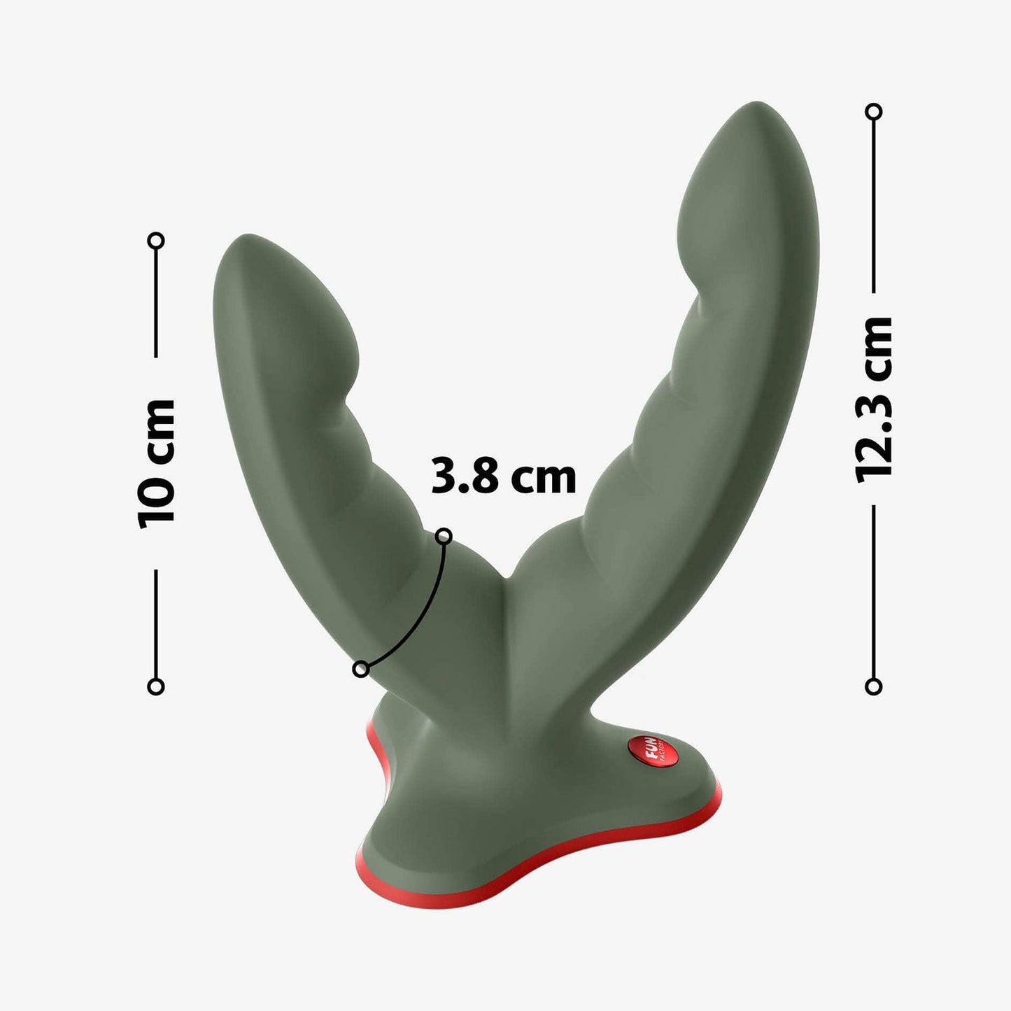 Fun Factory - Ryde Double Head Grinding 4.8-inch Silicone Dildo with Suction Cup Wild Olive