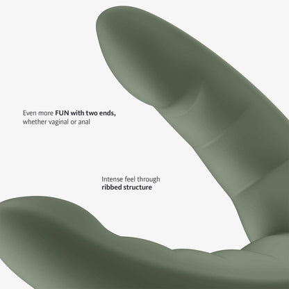 Fun Factory - Ryde Dildo Silikon Kepala Berkembar 4.8-inci dengan Cawan Sedutan Wild Olive