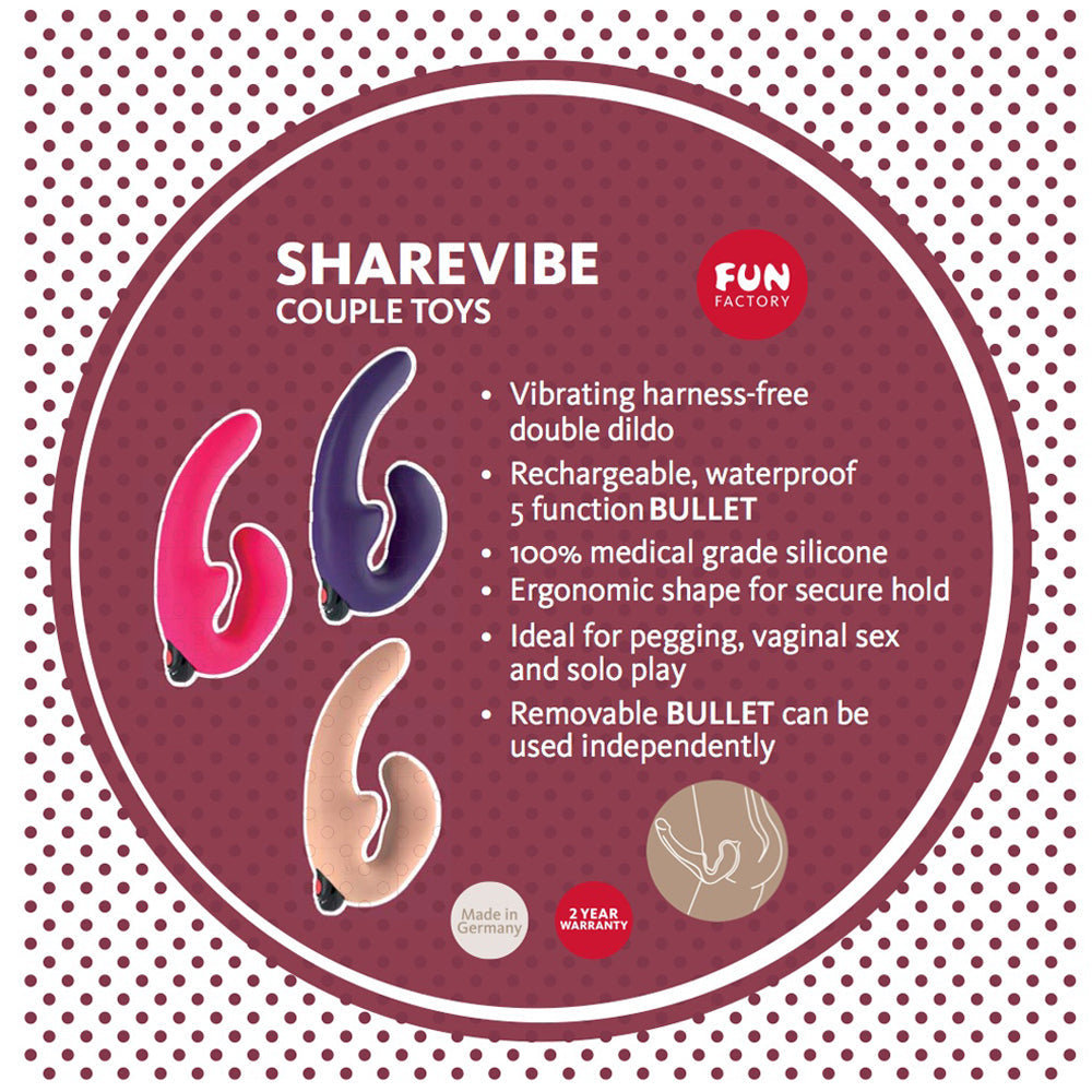 Fun Factory - Sharevibe Vibrating Strapless Dildo Couple Toy For Lesbians Purple