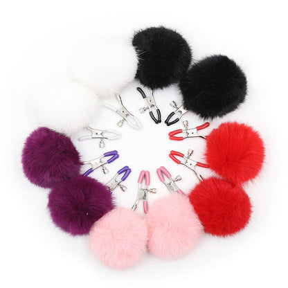 The Horny Company - Black Dragon Noir Pom Nipple Clamps Purple