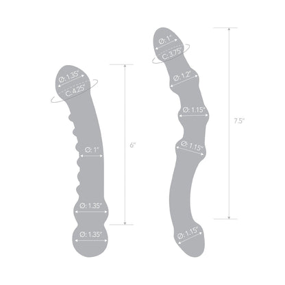 Glas - Set Dildo Kaca Bermata Dua Double Pleasure 2 Keping