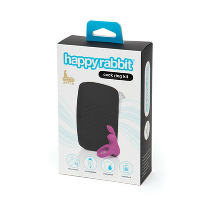 Happy Rabbit - Kit Cincin Zakar Bergetar Boleh Dicas Semula (2 keping)