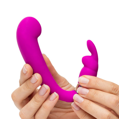 Happy Rabbit - Vibrator Rangsangan Berganda Boleh Dicas Lengkungan Kelentit G-spot *
