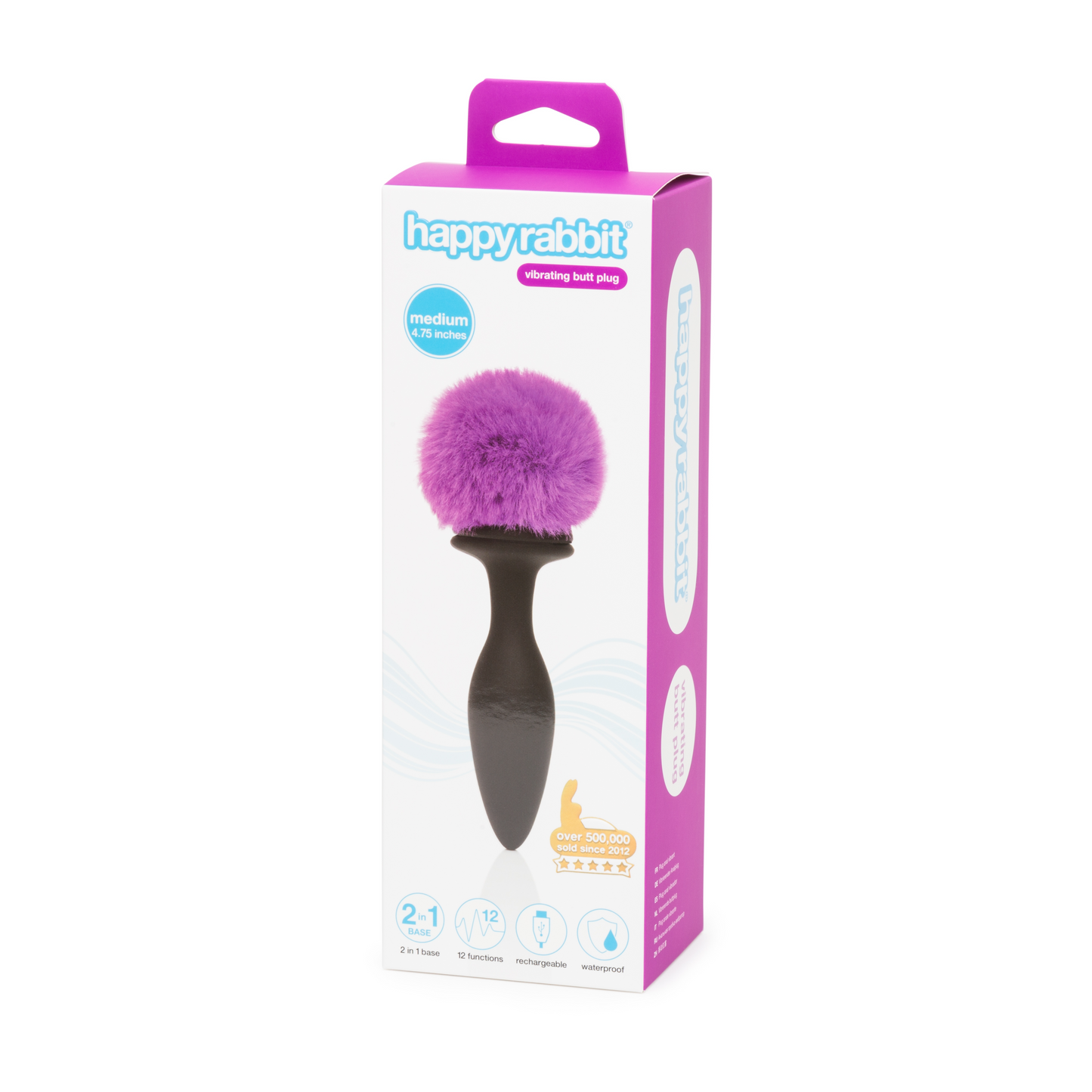 Happy Rabbit - Medium Rechargeable Vibrating Bunny Tail Butt Plug 4.75 Inch