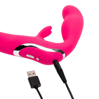 Happy Rabbit - Vibrator Tali Silang Boleh Dicas (Merah Jambu)