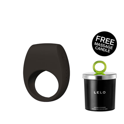 Lelo - Tor 3 Cincin Pasangan Bergetar Terkawal Aplikasi Hitam (Lilin Urutan Percuma)
