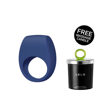 Lelo - Tor 3 App-Controlled Vibrating Couple's Ring Base Blue (Lilin Urut Percuma)