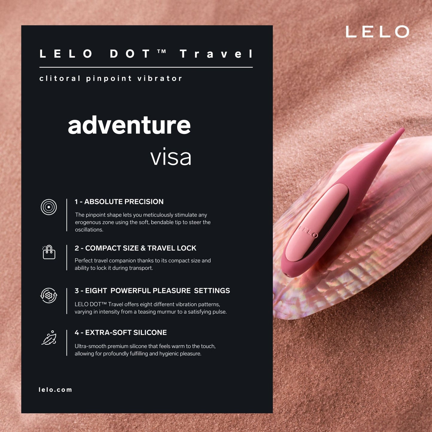 Lelo - Dot Travel Rechargeable Clitoral Pinpoint Vibrator Pink
