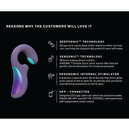 Lelo - Enigma Perangsang Kawalan Aplikasi Sonic Berganda Ungu Siber