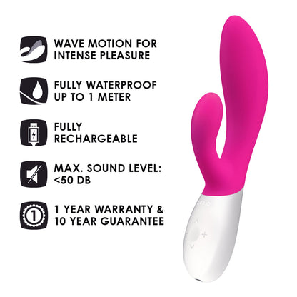Lelo - Ina Wave Rechargeable Rabbit Vibrator Hot Pink