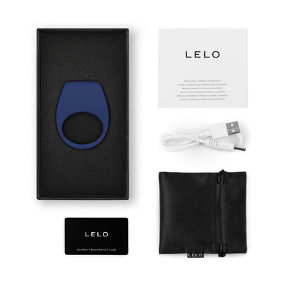 Lelo - Tor 3 App-Controlled Vibrating Couple's Ring Base Blue (Lilin Urut Percuma)
