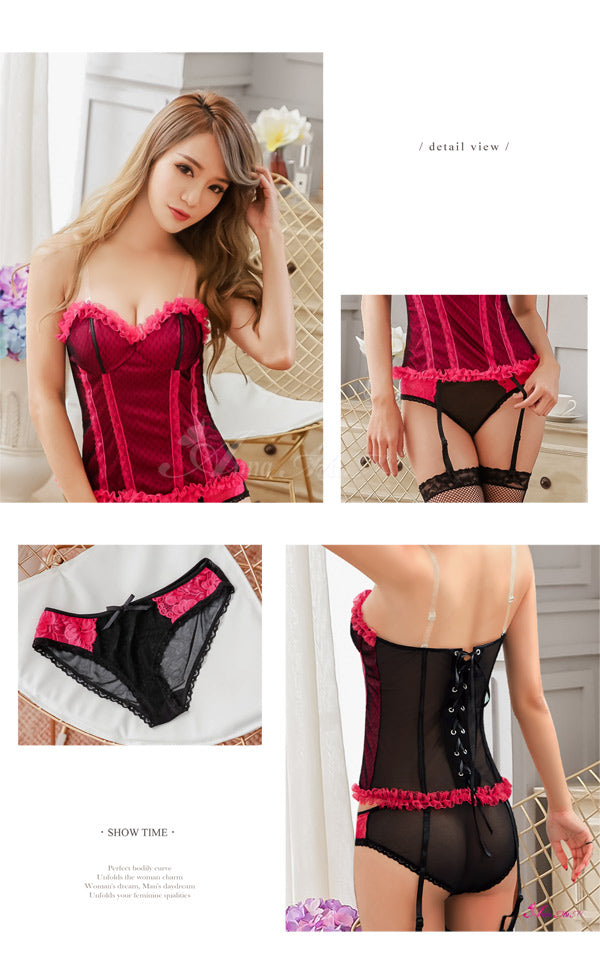 Anna Mu - Romantic sexy beautiful lace 5-piece Camisole & Garter Set