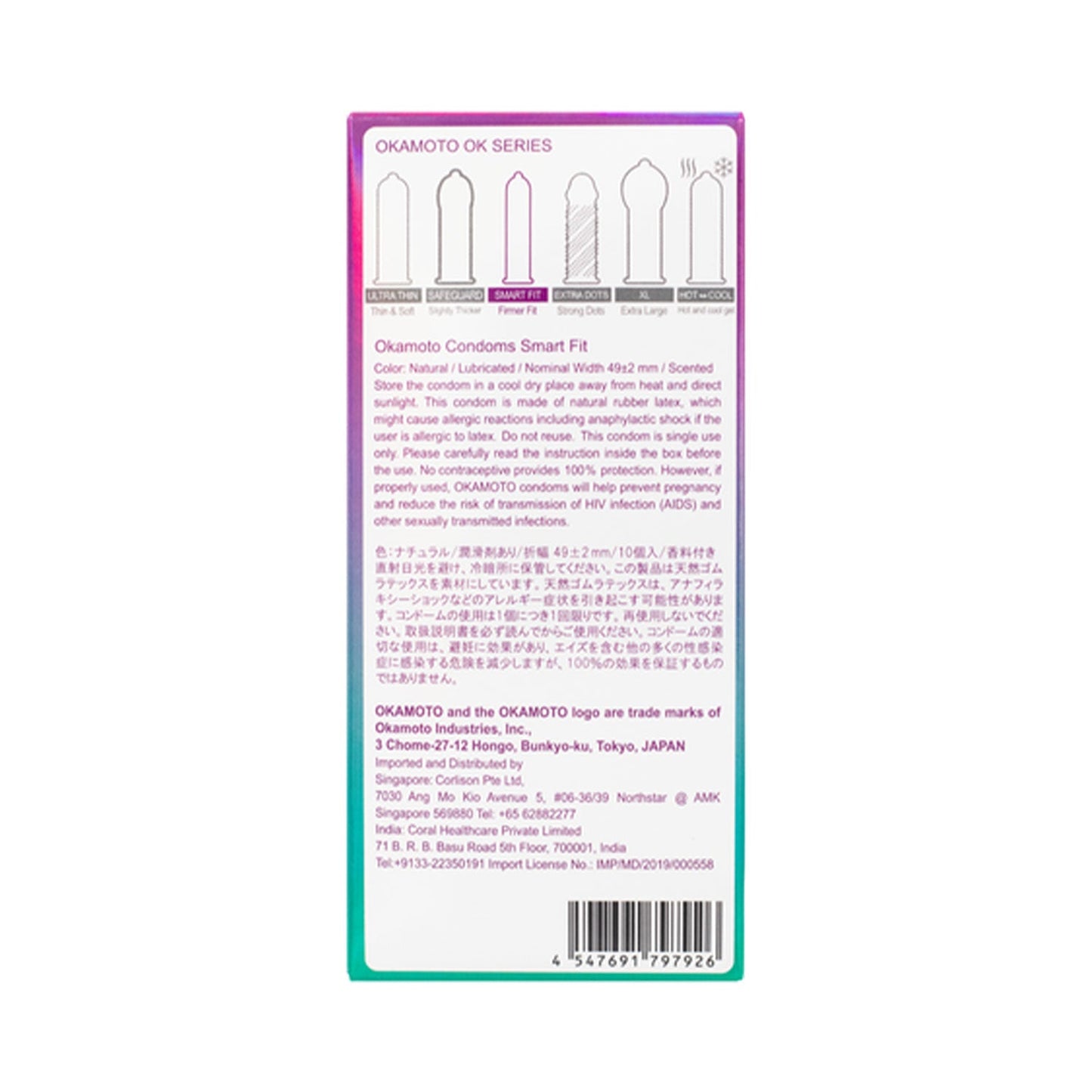 Okamoto Smart Firmer Fit – Snug Fit Condom for Secure Comfort (1 Piece)