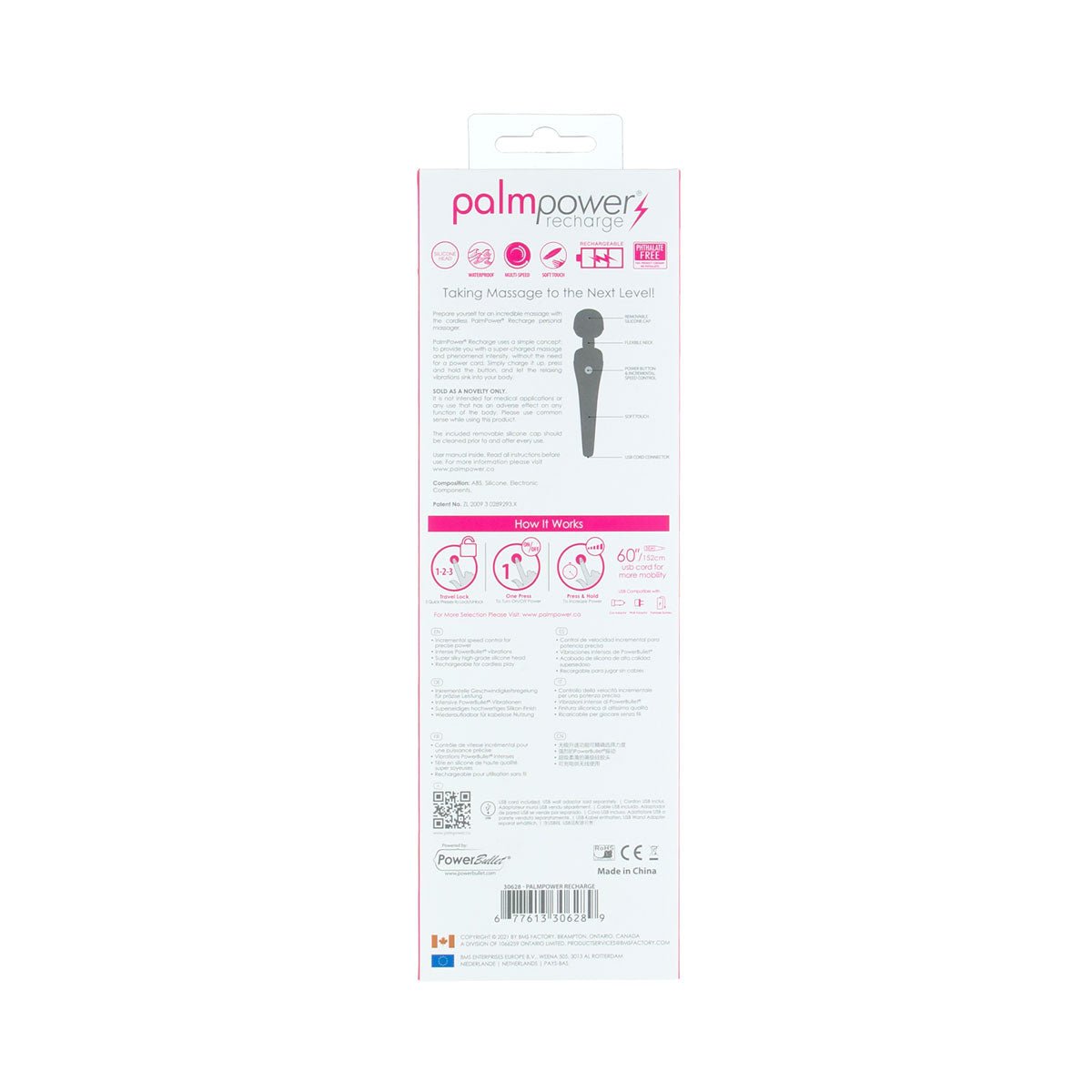 PalmPower - Recharge Clitoral Wand Massager Pink