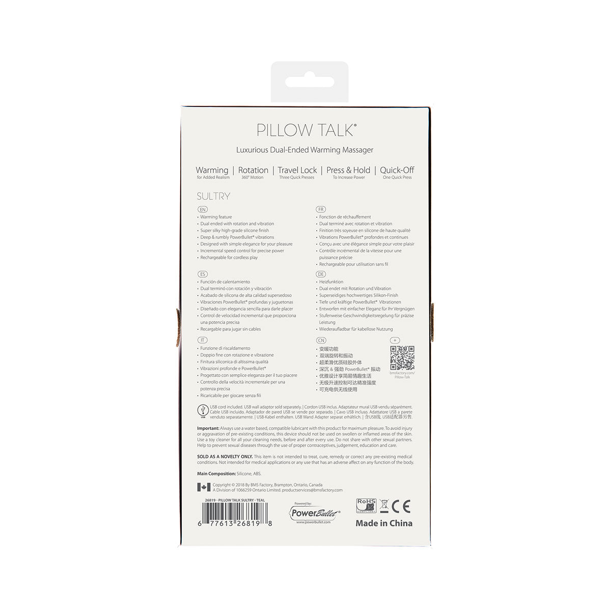 Pillow Talk - Sultry Dual-Ended Rotating and Warming Massager Teal