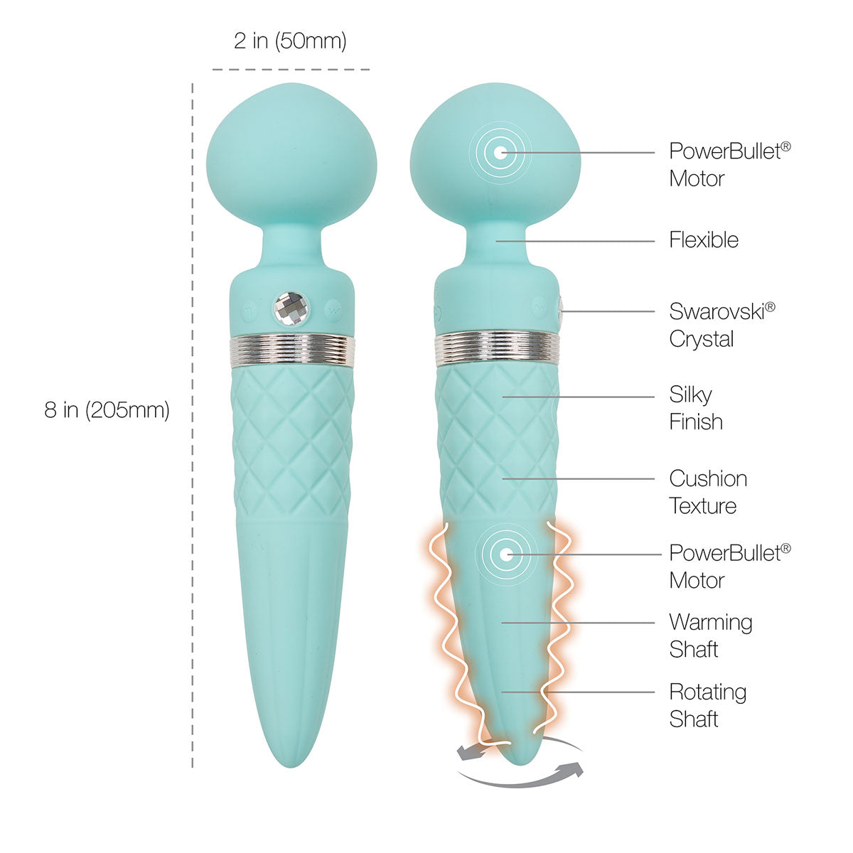 Pillow Talk - Sultry Dual-Ended Rotating and Warming Massager Teal