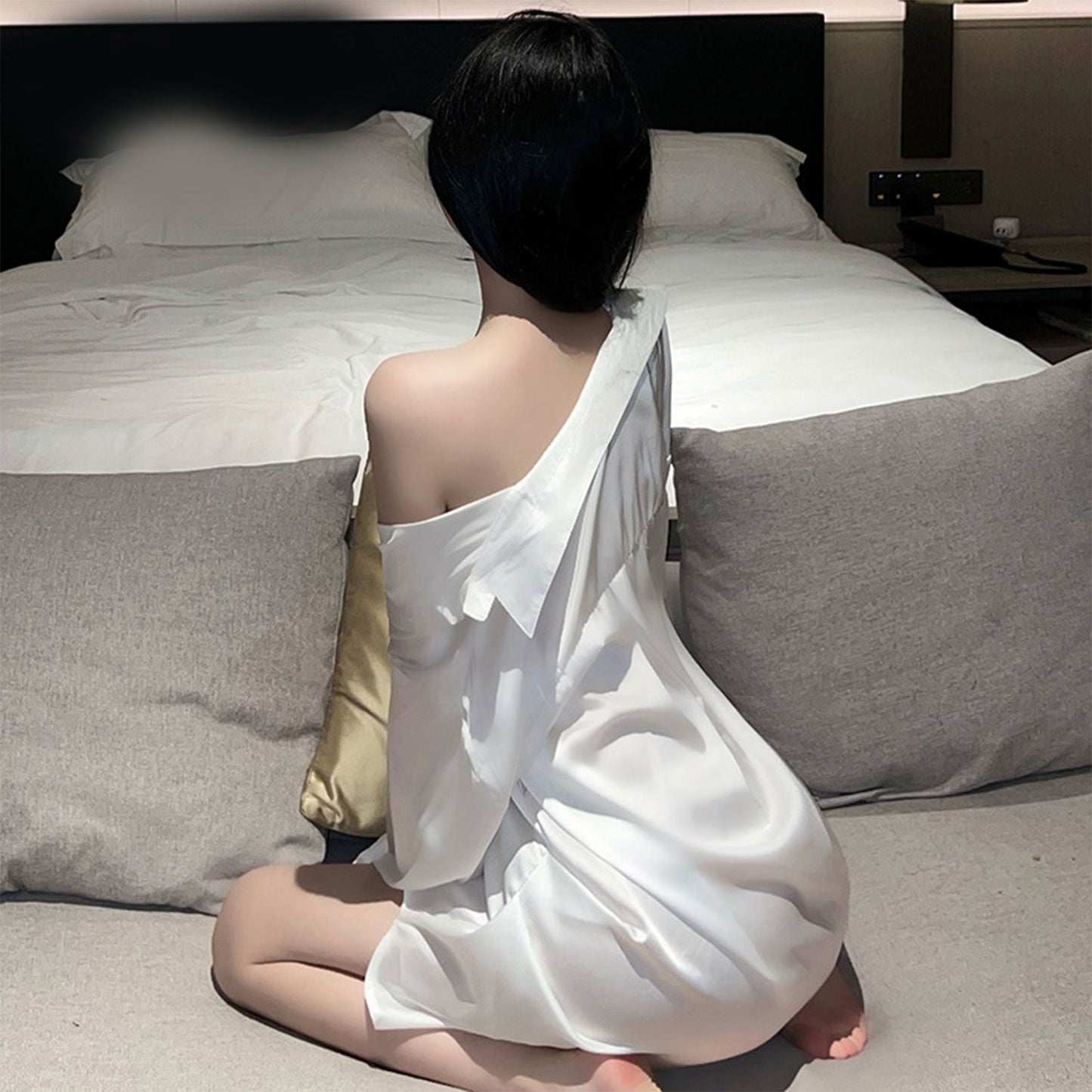 Ping Xian - Sexy Boyfriend-style Oversized Shirt White One Size