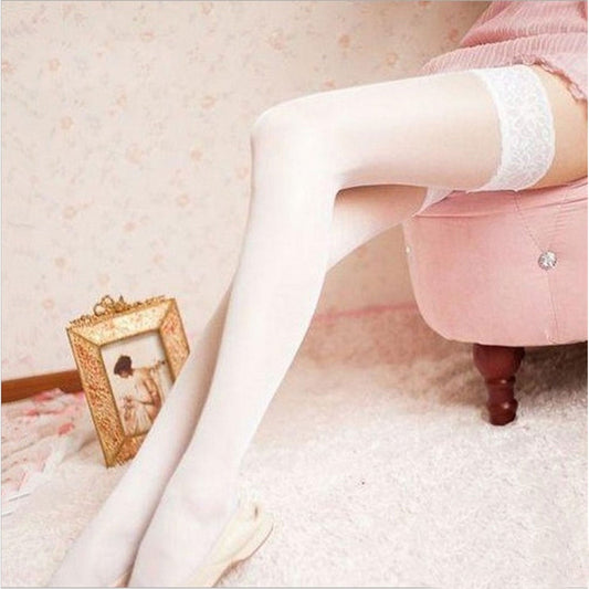 Ping Xian - Lace Temptation Sexy Thigh High Stockings White