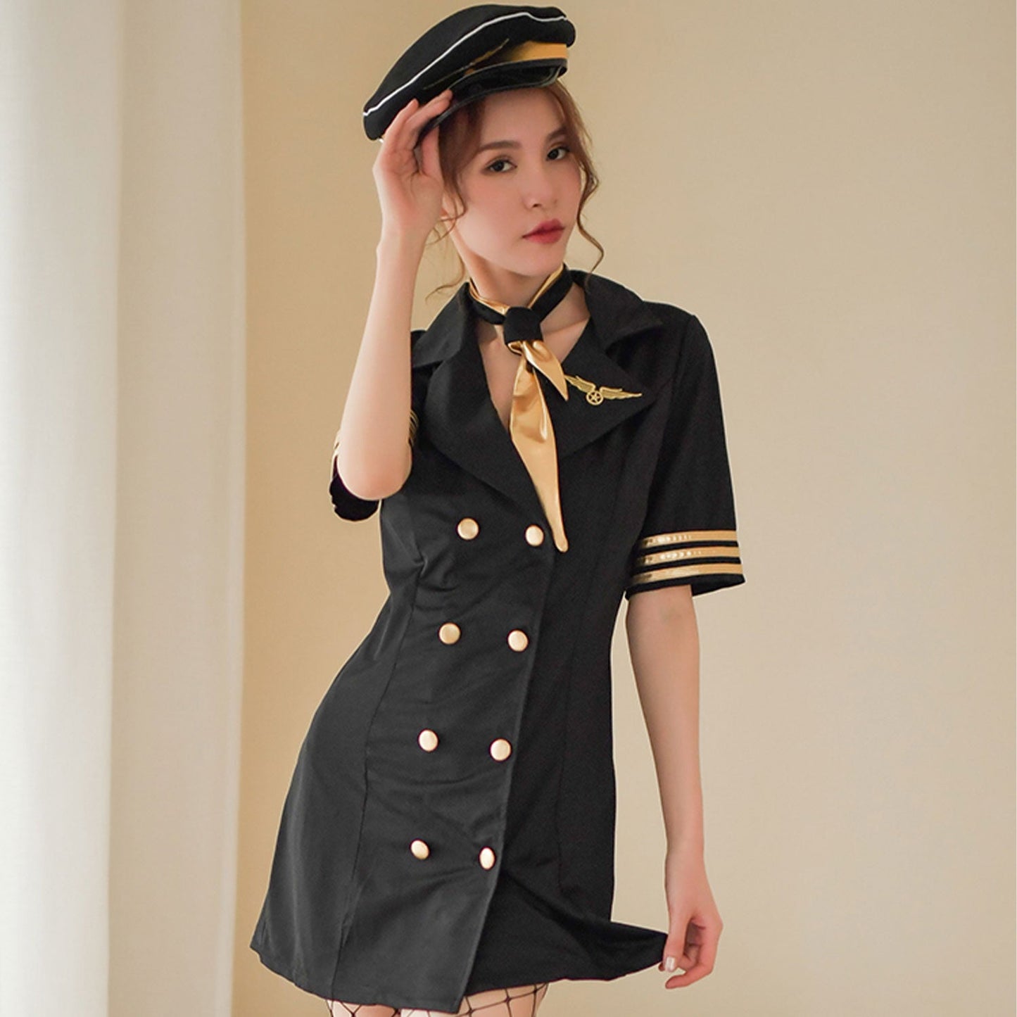 Ping Xian - Sexy Stewardess Uniform with Cap One Size