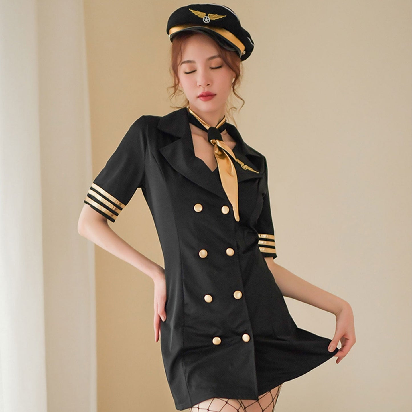 Ping Xian - Sexy Stewardess Uniform with Cap One Size