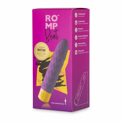 Romp - Berdenyut Boleh Dicas Semula Penggetar Klasik Bergaris Silikon