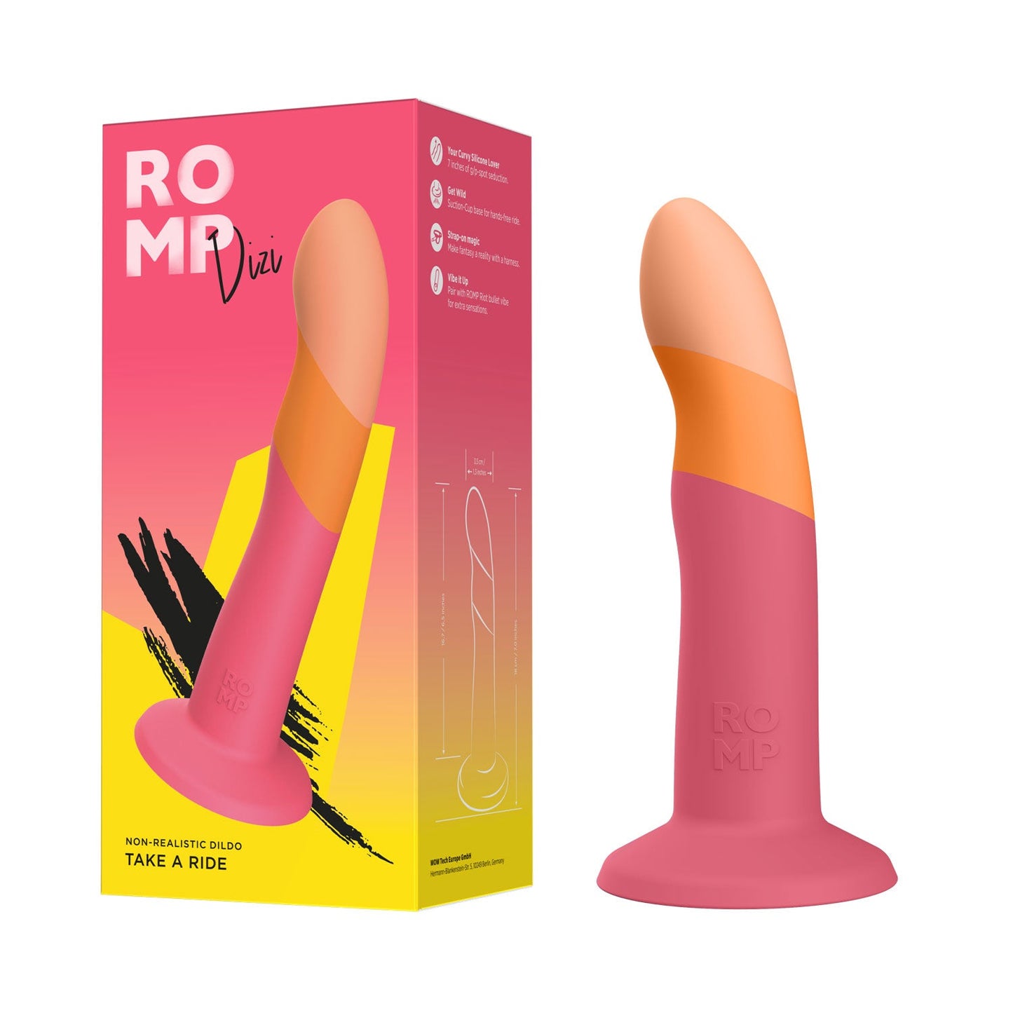 ROMP Dizi – 7” Silicone Dildo with Suction Base & Harness Support