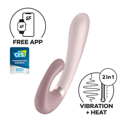 Satisfyer - Penggetar Klitoris dan Titik G Kawalan Aplikasi Heat Wave Merah Jambu Keunguan