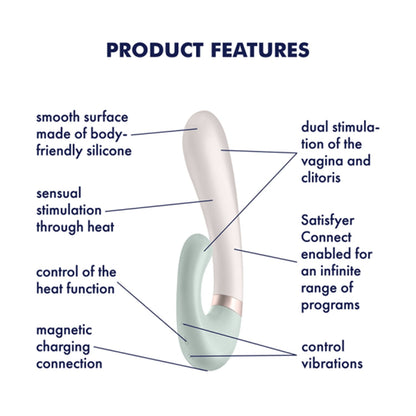 Satisfyer - Penggetar Klitoris dan Titik G Kawalan Aplikasi Gelombang Haba Warna Pudina