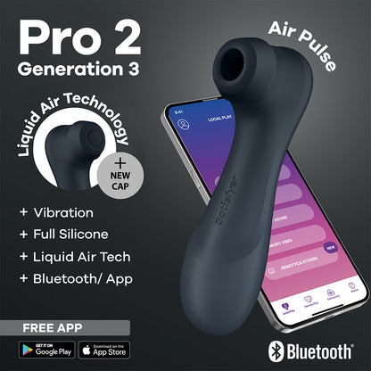 Satisfyer - Alat Penggetar Klitoris Kawalan Aplikasi Pro 2 Generasi 3 Hitam
