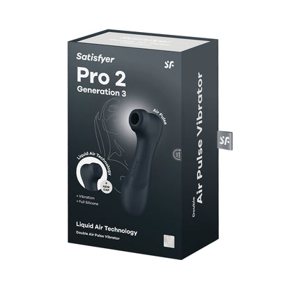 Satisfyer - Pro 2 Generasi 3 Penggetar Klitoris Denyutan Udara Berganda Hitam