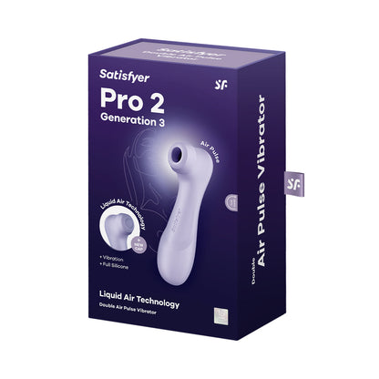 Satisfyer - Pro 2 Generasi 3 Penggetar Kelentit Dwi Denyutan Udara Ungu
