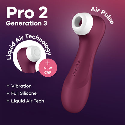 Satisfyer - Pro 2 Generasi 3 Vibrator Klitoris Dwi Denyutan Udara Merah