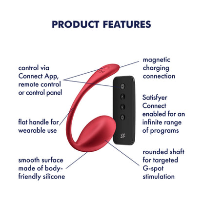 Satisfyer - Alat Penggetar Boleh Dipakai Kawalan Aplikasi Kelopak Berkilau Merah