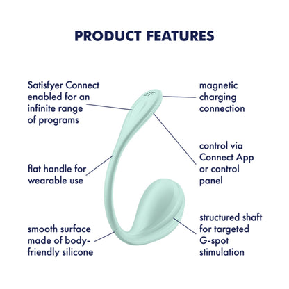 Satisfyer - Pemvibrasi Boleh Dipakai Kawalan Aplikasi Kelopak Licin Pudina