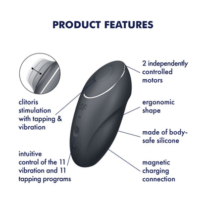Satisfyer - Tap and Climax 1 Penggetar Tekan Grey