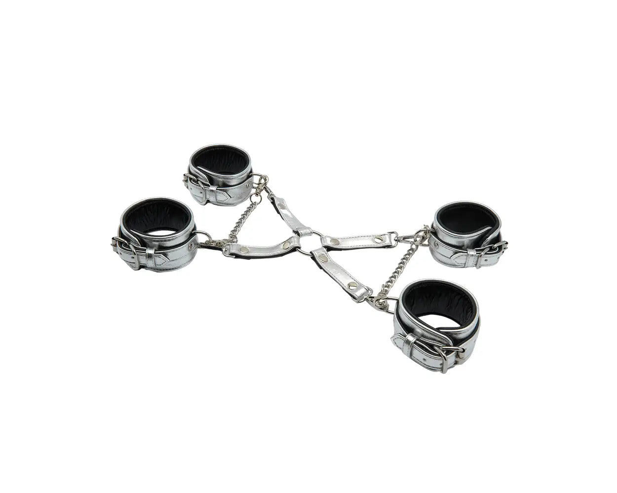 SM Club - Hog Tie Restraint Silver Hand and Ankle Cuff Set
