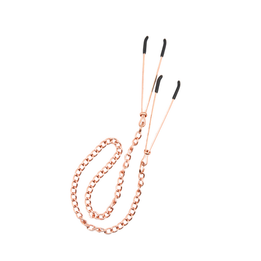 SM Club - Long Adjustable Nipple Clamps with Rose Gold Chain
