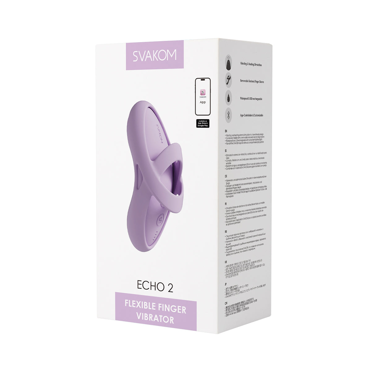 Svakom - Echo 2 App-Controlled Flexible Finger Vibrator Pink Lilac